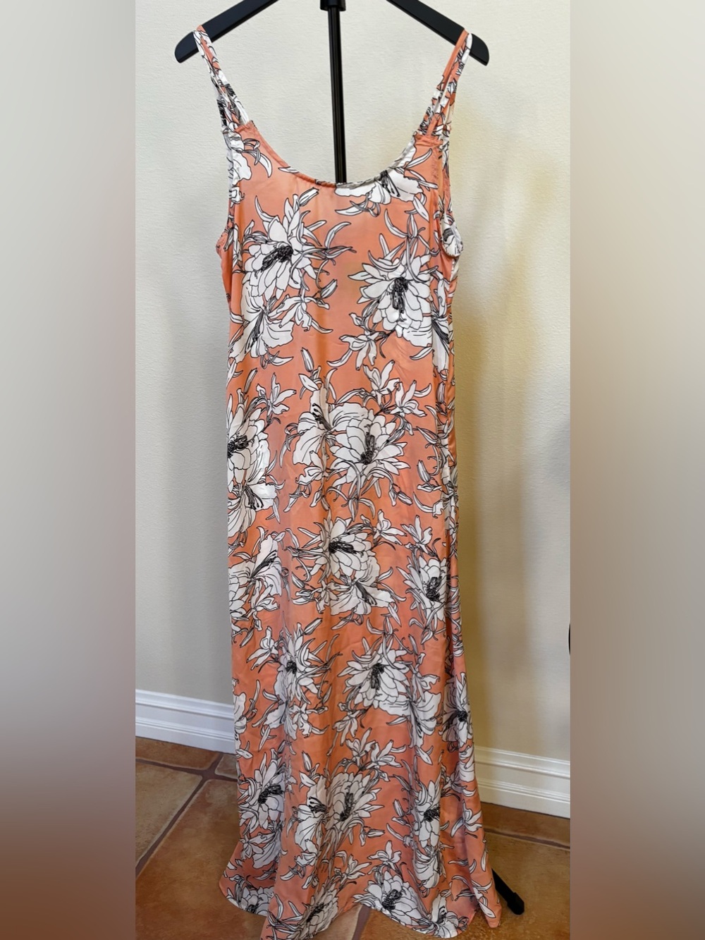 Cecico Coral Floral Slip Maxi Dress
